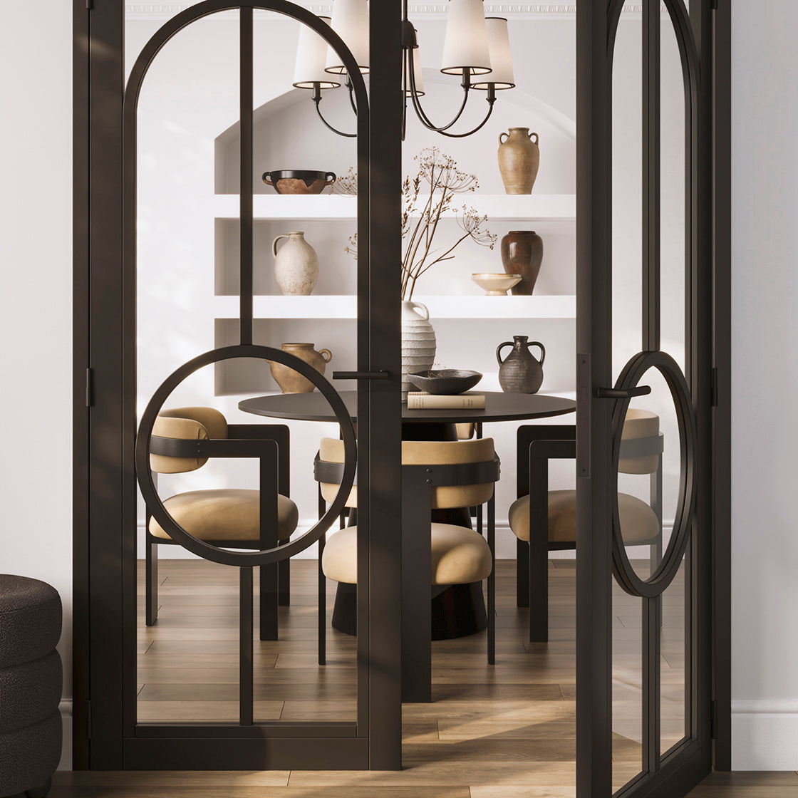 Juno Matte Black Wood Round Dining Table
